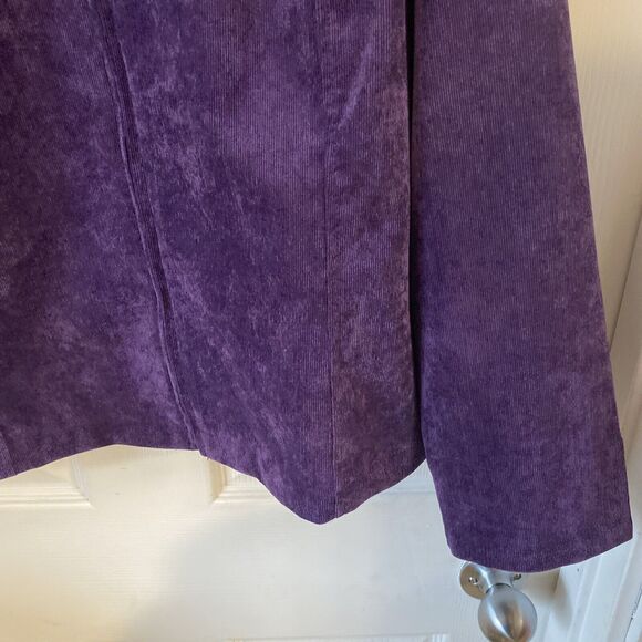Christopher & Banks Purple Corduroy Zip Up Long Sleeve Shirt Womens Petite Large - Picture 6 of 15